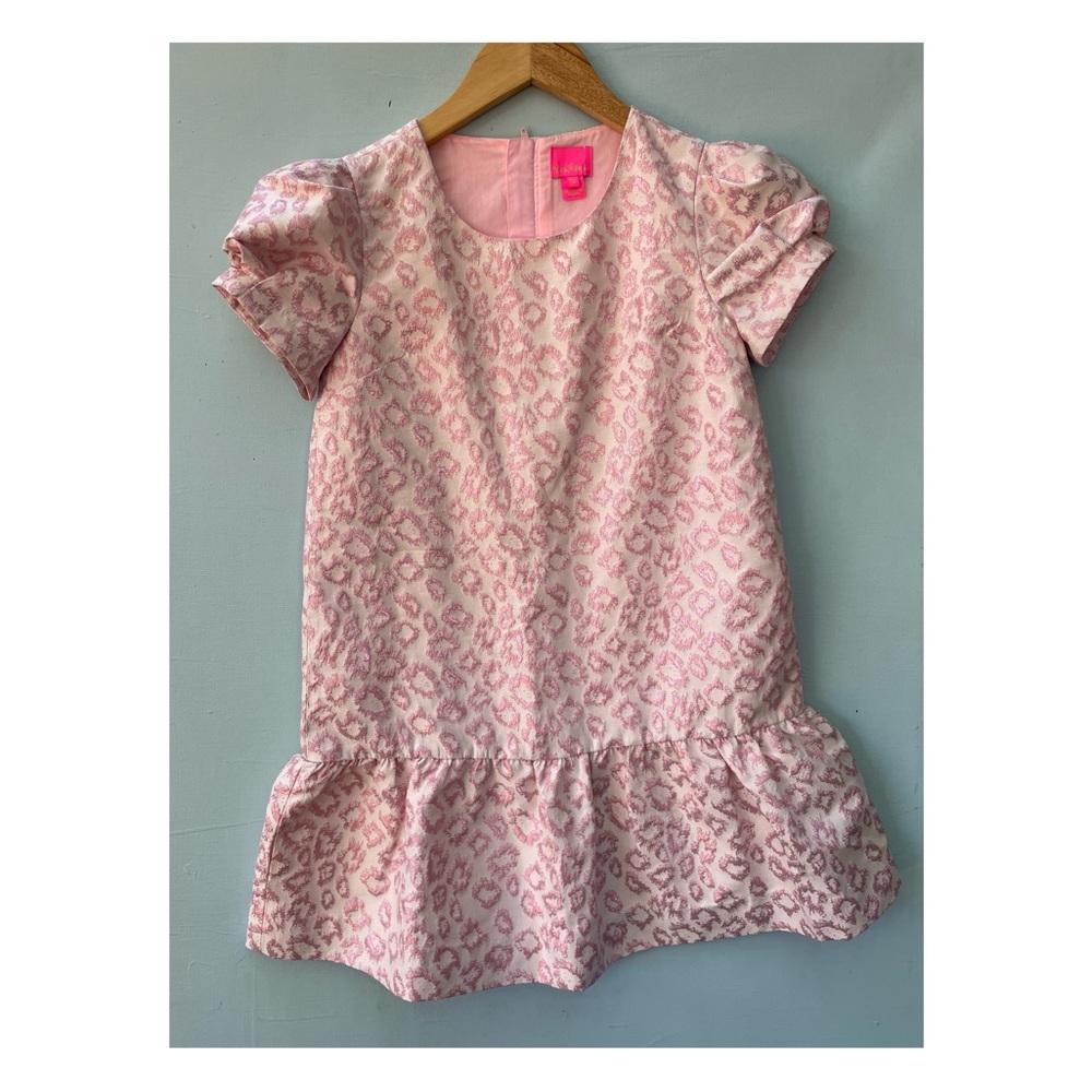 Lilly Pulitzer Pink Leopard-Print Peplum Kids Dress